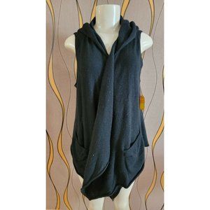 JOIE   WOMEN'S 100% CASHMERE BLACK OPEN  HOOD VEST CARDIGAN SIZE S # 119